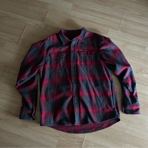 Orvis Heavyweight Double Brushed Flannel Shirt Hand Warmer Pockets Large - Picture 1 of 9
